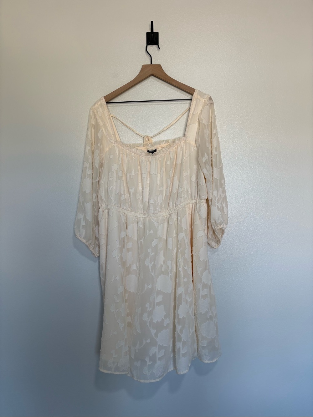 Torrid Floral Square Neck Elastic Waist Tiered A-Line Mini Dress Boho Cream 2X - Picture 4 of 11